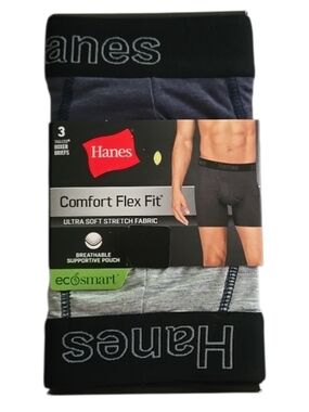 Hanes Men's Boxer Briefs - Blue & Gray - Comfort Flex Fit Breathable 3-Pack 2XL